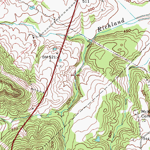 Topographic Map of Sugar Grove Division, KY