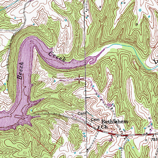 Topographic Map of Taylorsville Division, KY