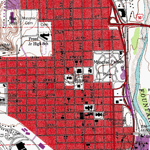 Topographic Map of Parkview Medical Center, CO