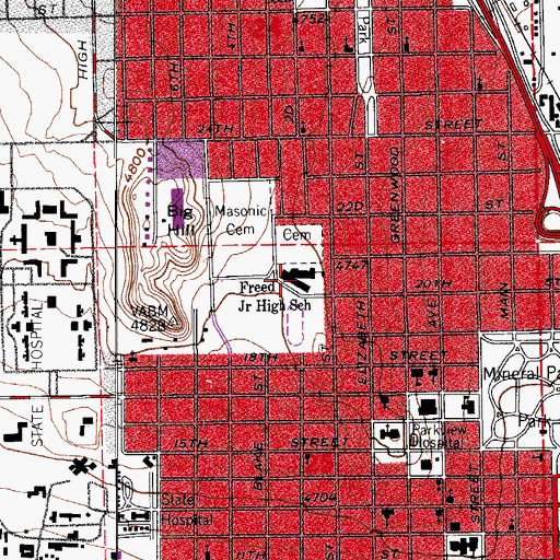 Topographic Map of Freed Middle School, CO