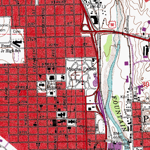 Topographic Map of Mineral Palace Park, CO