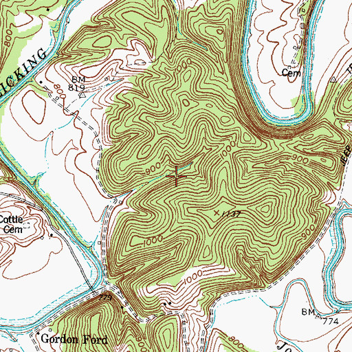 Topographic Map of West Liberty Division, KY