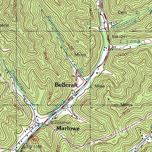 Topographic Map of Whitesburg Division, KY