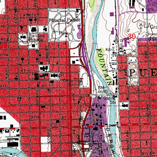 Topographic Map of Centennial Stadium, CO