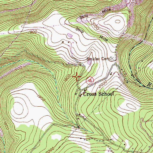 Topographic Map of Cross Church Cemetery, WV