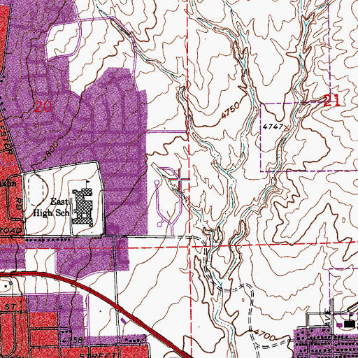 Topographic Map of Benjamin Franklin School, CO