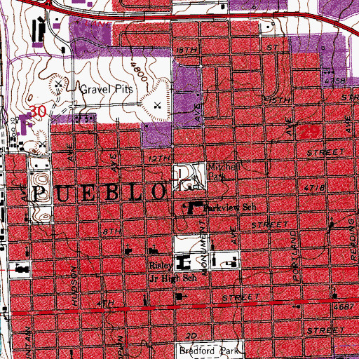 Topographic Map of Mitchell Park, CO