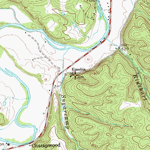 Topographic Map of Eusiva Cemetery, WV