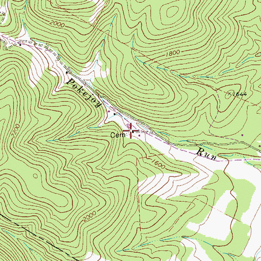 Topographic Map of Evans Cemetery, WV