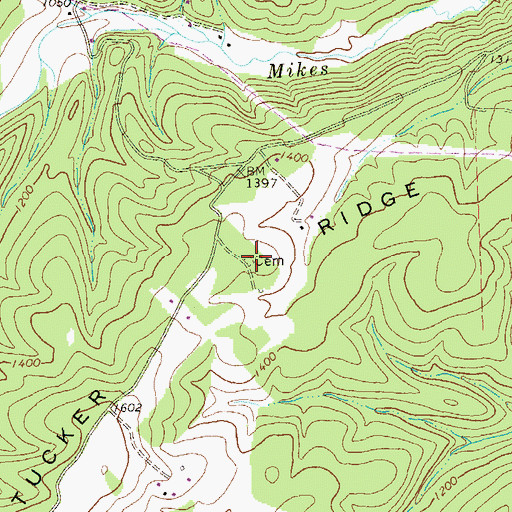 Topographic Map of Ferrbee Cemetery, WV