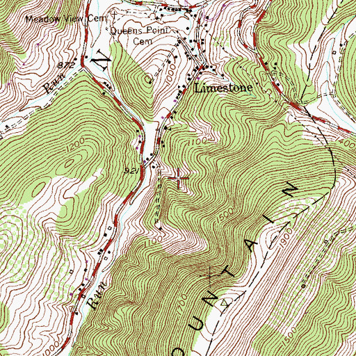 Topographic Map of Green Cemetery, WV