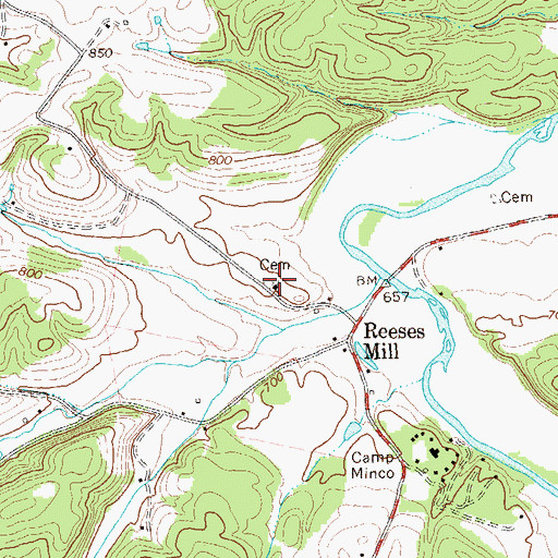 Topographic Map of Headsville Cemetery, WV