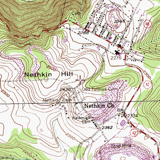 Topographic Map of Jones Cemetery, WV