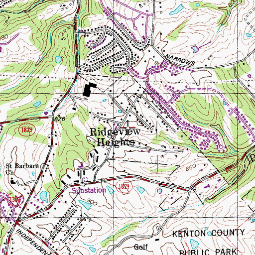 Topographic Map of Ridgeview Heights, KY