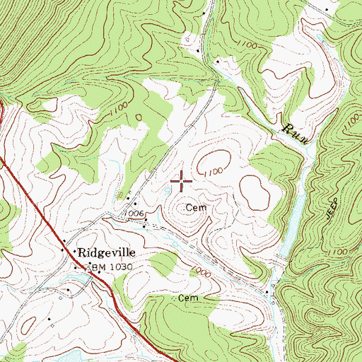 Topographic Map of John Liller Cemetery, WV