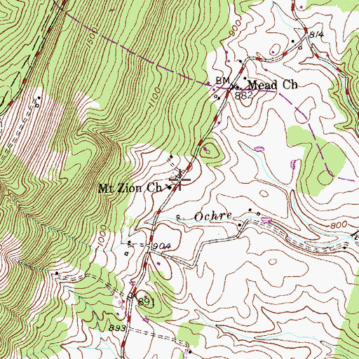 Topographic Map of Mount Zion Cemetery, WV