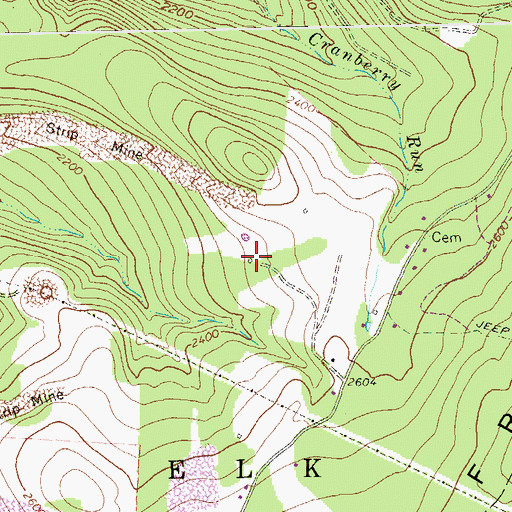 Topographic Map of Tasker Cemetery, WV