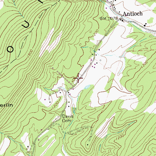 Topographic Map of Thrush Cemetery, WV