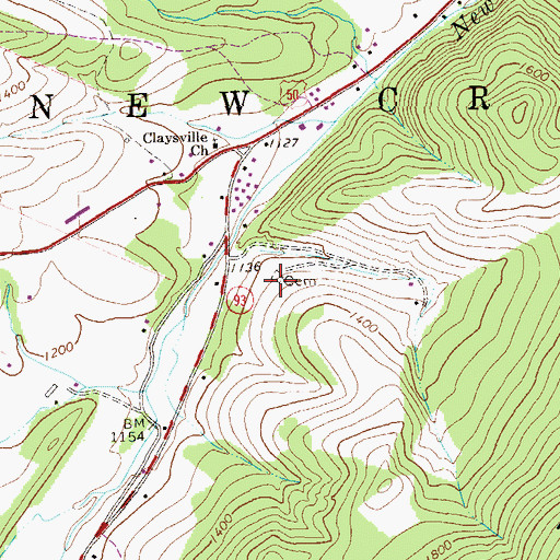 Topographic Map of Ward Cemetery, WV