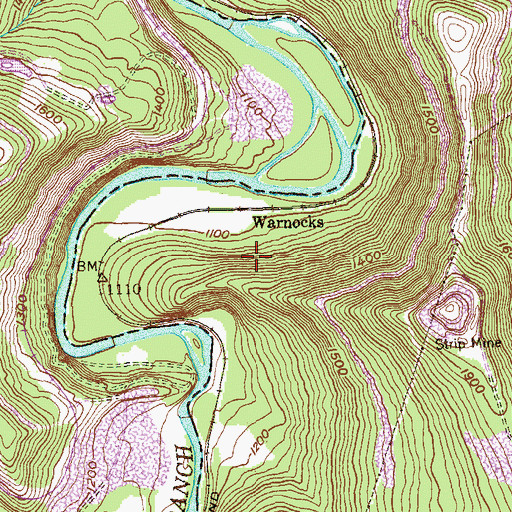Topographic Map of Warnick Cemetery, WV