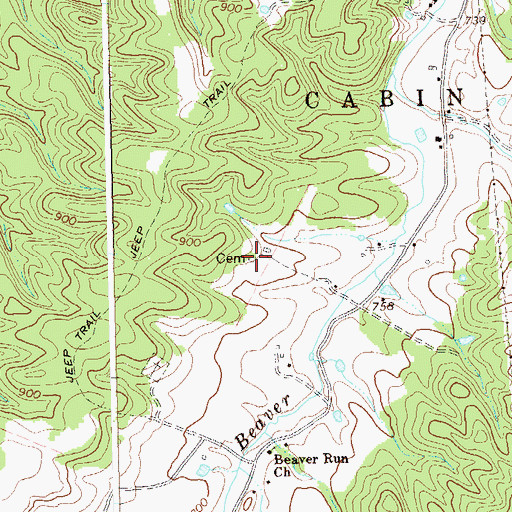 Topographic Map of Whip Cemetery, WV