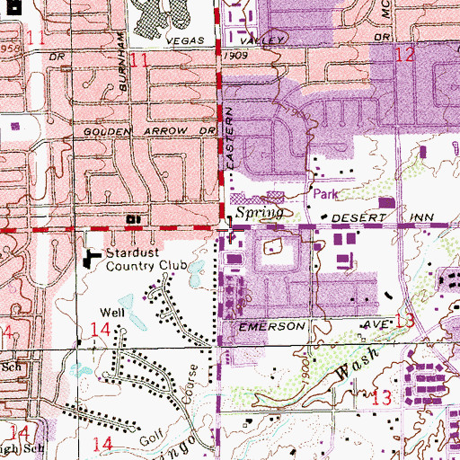 Topographic Map of Las Vegas Division, NV
