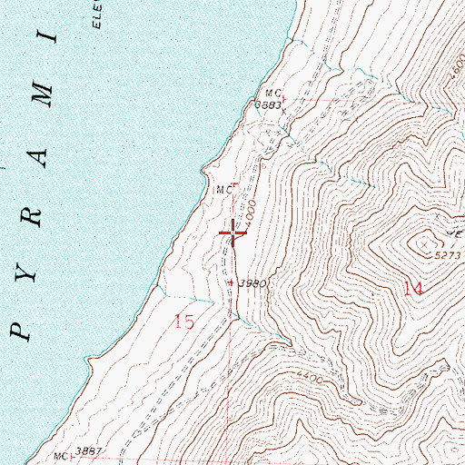 Topographic Map of Pyramid Lake Division, NV