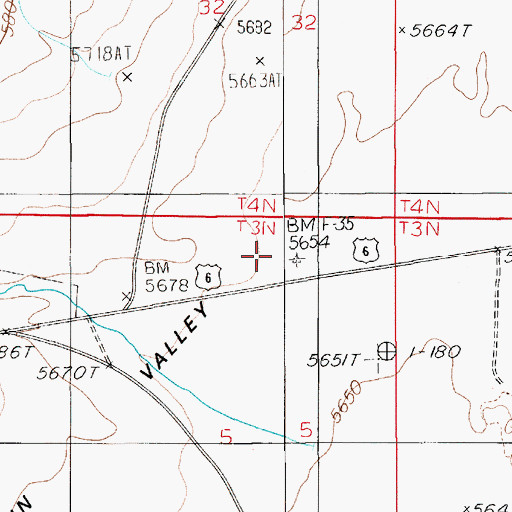 Topographic Map of Ralston Valley Division, NV