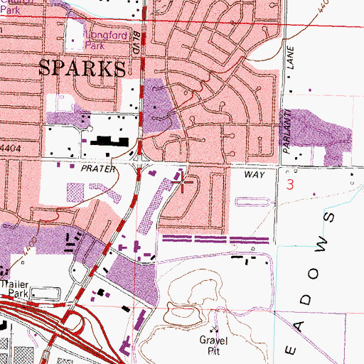 Topographic Map of Sparks Division, NV