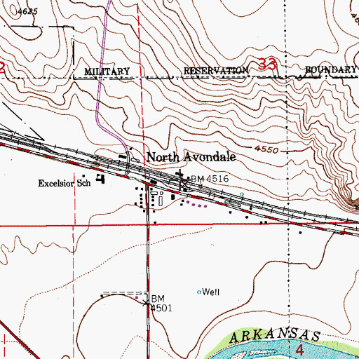 Topographic Map of North Avondale, CO