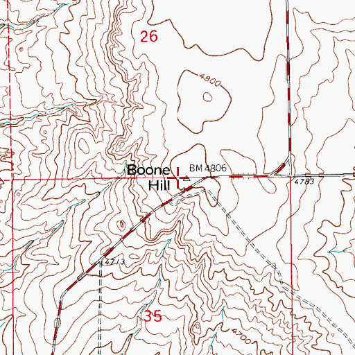 Topographic Map of Boone Hill, CO