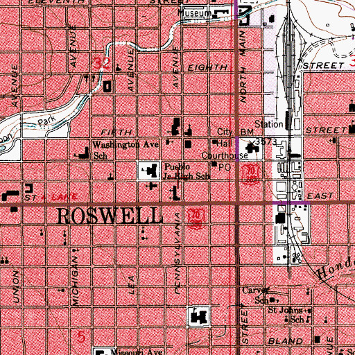 Topographic Map of Roswell Division, NM