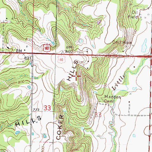 Topographic Map of New Alluwe Division, OK