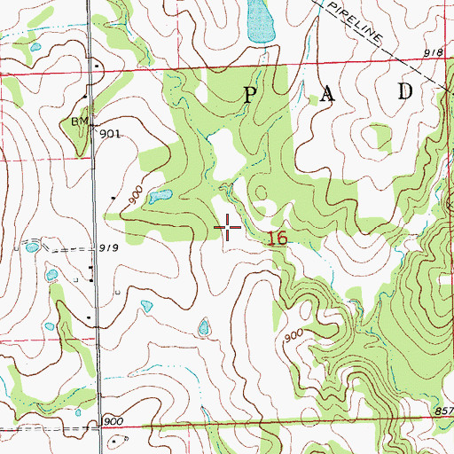 Topographic Map of Boley Division, OK