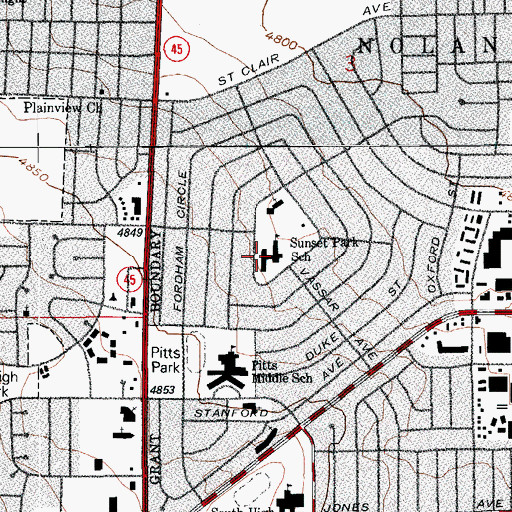 Topographic Map of Sunset Park Elementary School, CO
