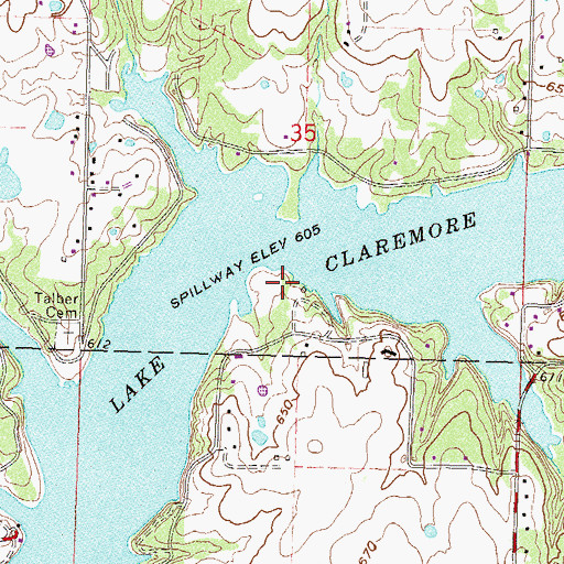 Topographic Map of Claremore Division, OK