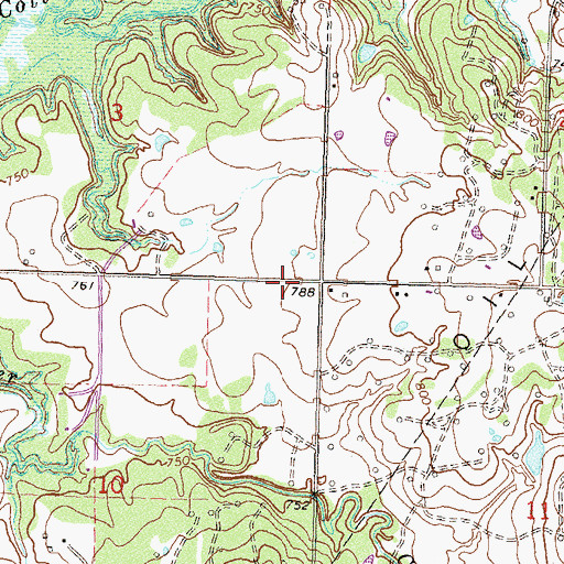 Topographic Map of Copan Division, OK