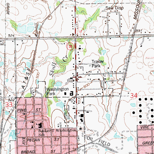 Topographic Map of Cushing Division, OK