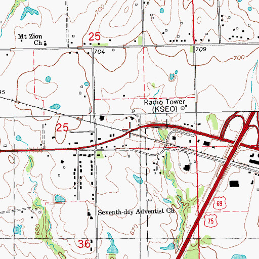 Topographic Map of Durant Division, OK