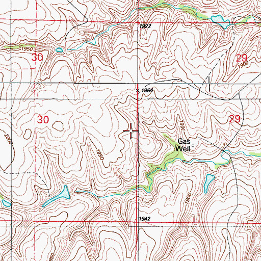 Topographic Map of East Roger Mills Division, OK