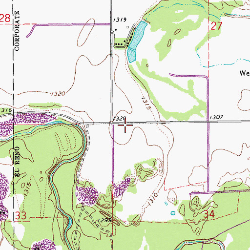 Topographic Map of El Reno Division, OK