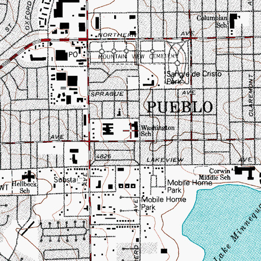 Topographic Map of Washington School, CO
