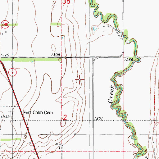 Topographic Map of Fort Cobb Division, OK