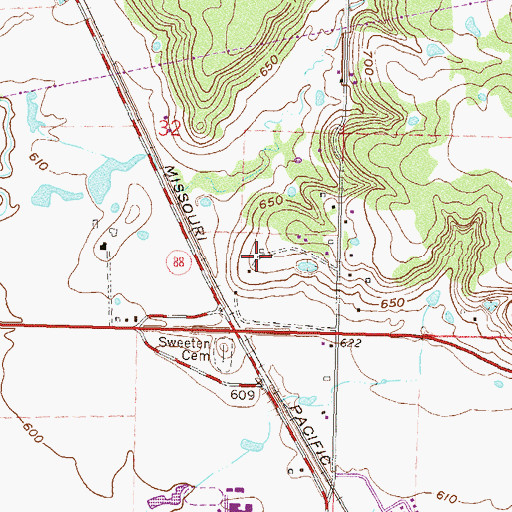 Topographic Map of Inola Division, OK