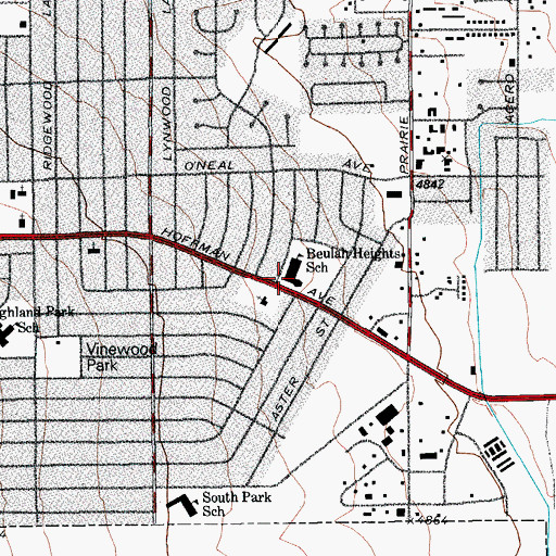 Topographic Map of Beulah Heights Elementary School, CO