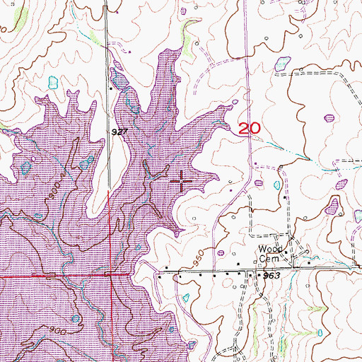 Topographic Map of Konawa Division, OK