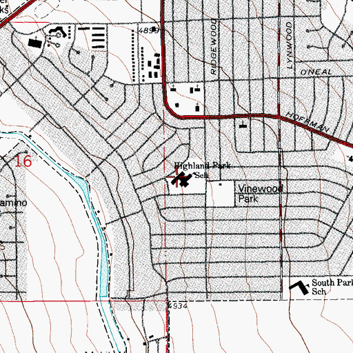 Topographic Map of Highland Park Elementary School, CO