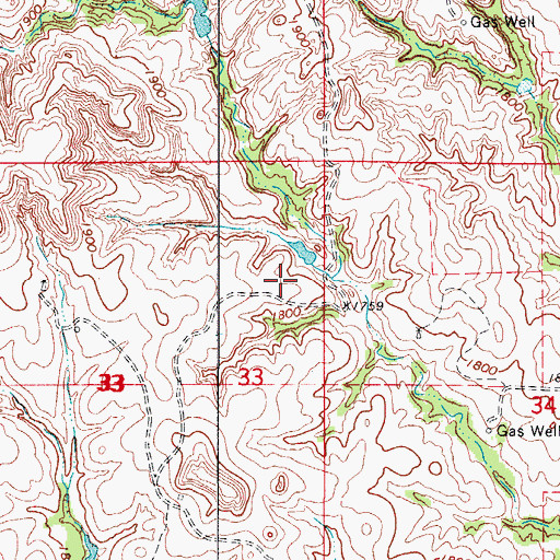 Topographic Map of Mooreland Division, OK