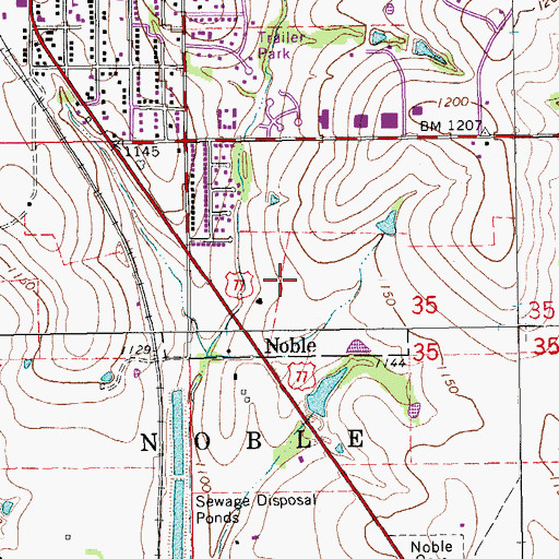 Topographic Map of Noble Division, OK