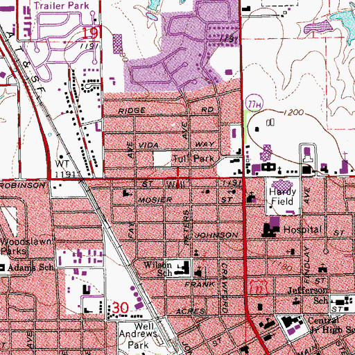 Topographic Map of Norman Division, OK